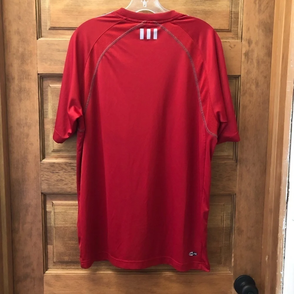 Adidas Men's Climalite Three Stripe Short sleeve tee shirt/ RED/ size L